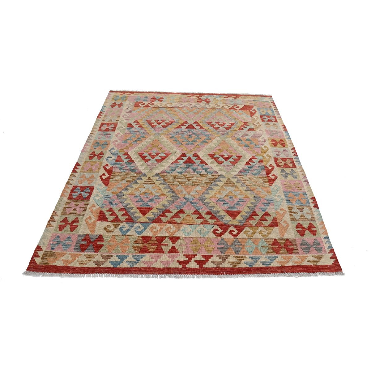 Maimana 5x6 Hand Woven Washable Wool Rug - Colorful