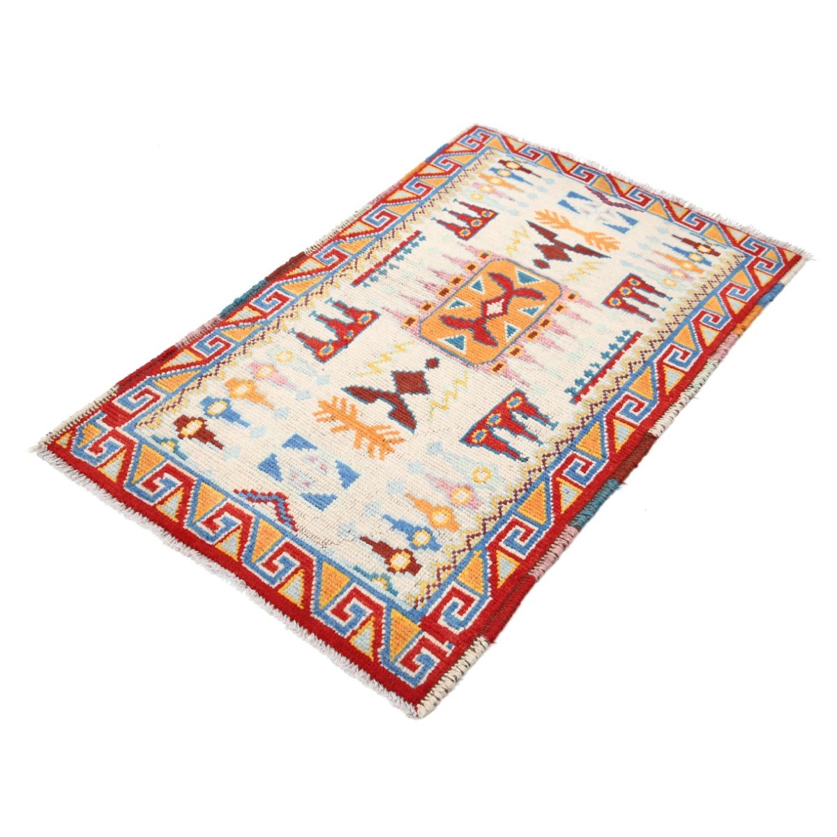 Revival 3x4 Handmade Double Knotted Washable Wool Rug - Colorful