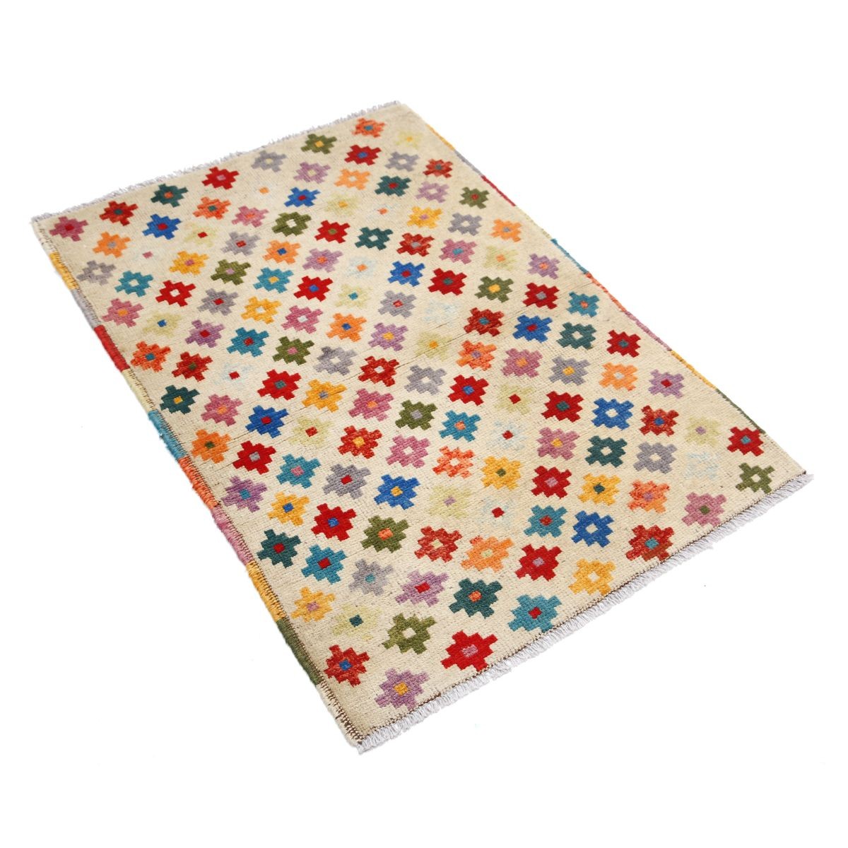 Revival 3x4 Handmade Double Knotted Washable Wool Rug - Colorful