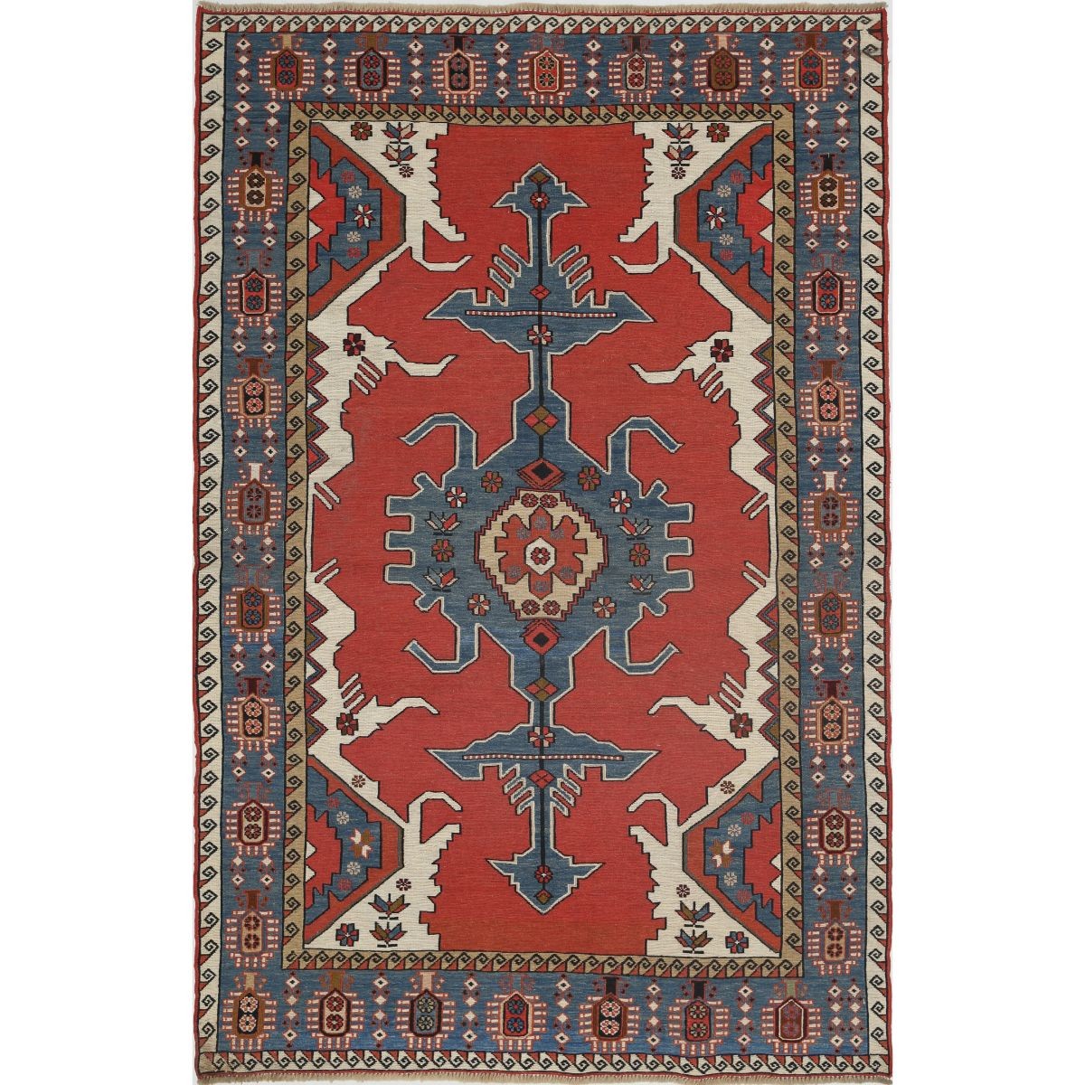 Sumak 4x7 Hand Woven Washable Wool Rug - Colorful