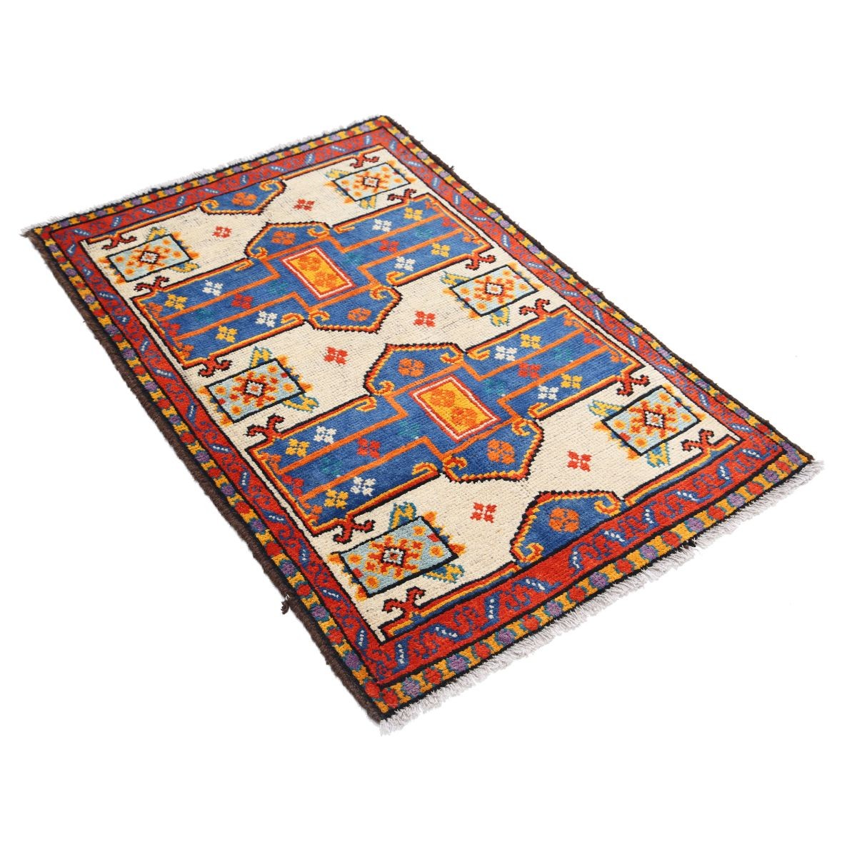 Revival 3x4 Handmade Double Knotted Washable Wool Rug - Colorful