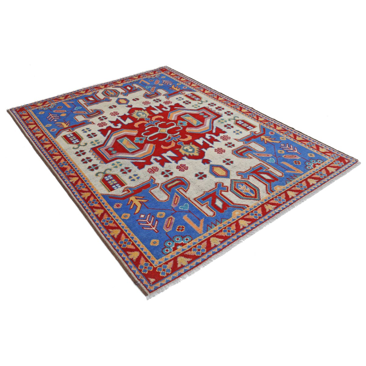 Revival 6x8 Handmade Double Knotted Washable Wool Rug - Colorful