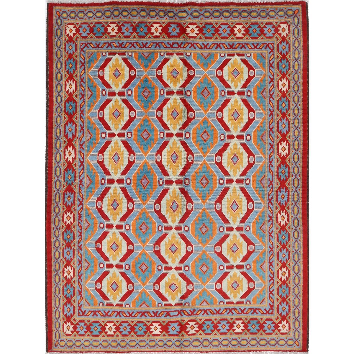 Revival 5x7 Handmade Double Knotted Washable Wool Rug - Colorful