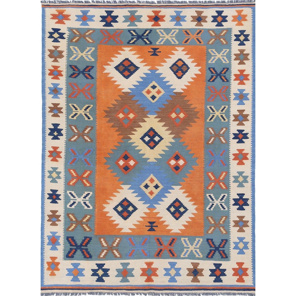 Kafkaas 5x7 Hand Woven Washable Wool Rug - Colorful