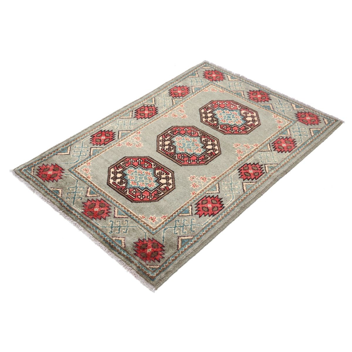 Revival 3x4 Handmade Double Knotted Washable Wool Rug - Colorful