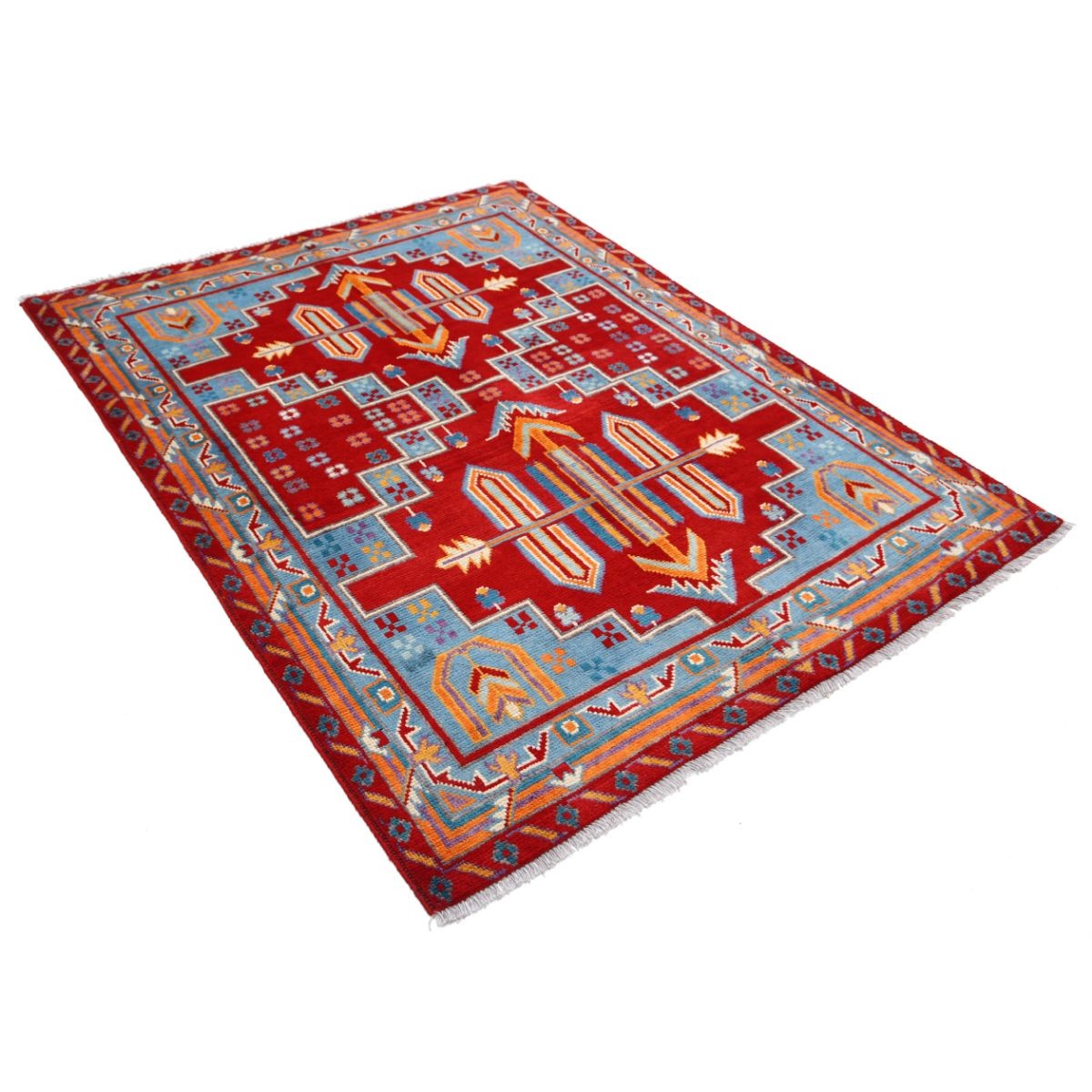 Revival 5x7 Handmade Double Knotted Washable Wool Rug - Colorful