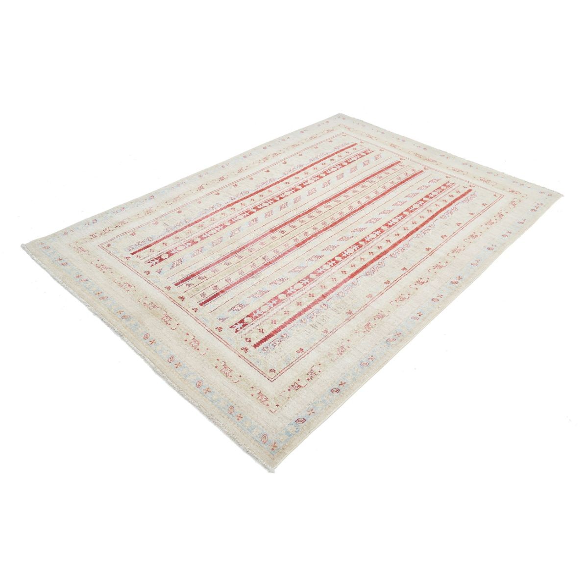 Shaal 6x8 Handmade Double Knotted Washable Wool Rug - Soft Hues