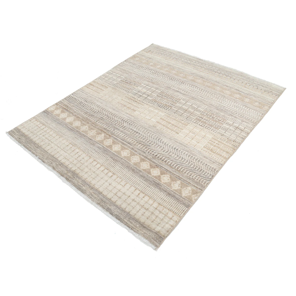 Modcar 5x6 Handmade Double Knotted Washable Wool Rug - Colorful