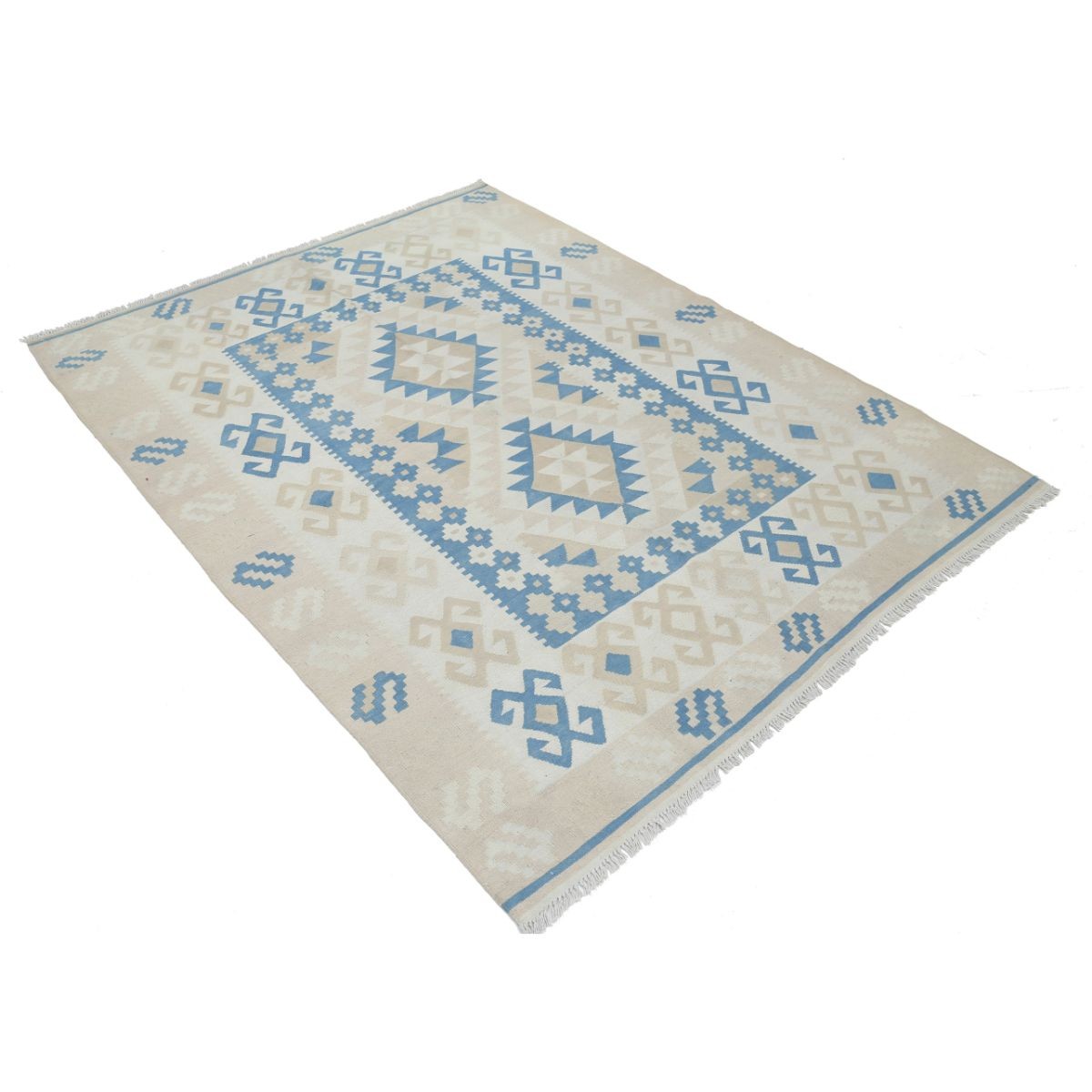 Kafkaas 5x7 Hand Woven Washable Wool Rug - Soft Hues