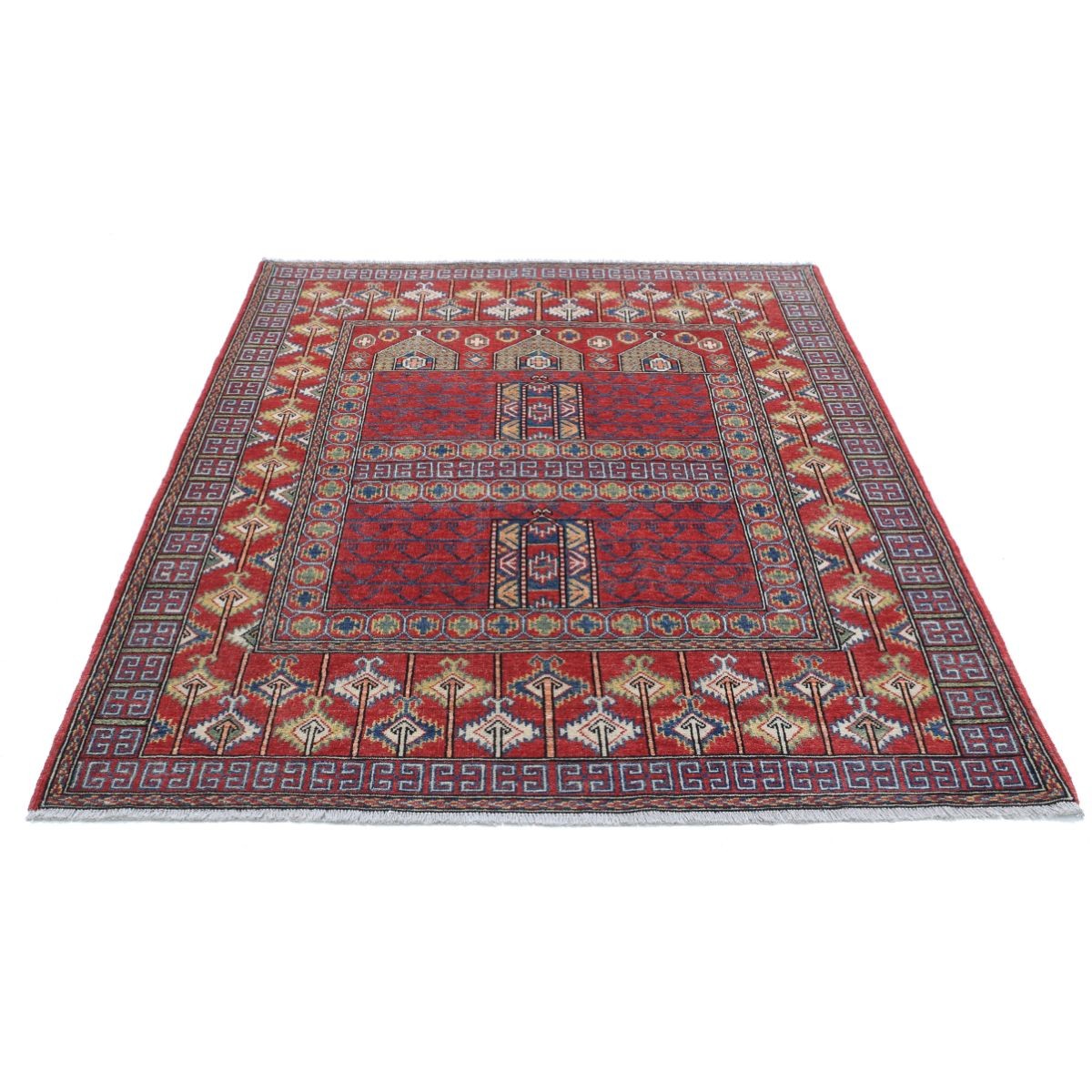 Revival 5x6 Handmade Double Knotted Washable Wool Rug - Colorful