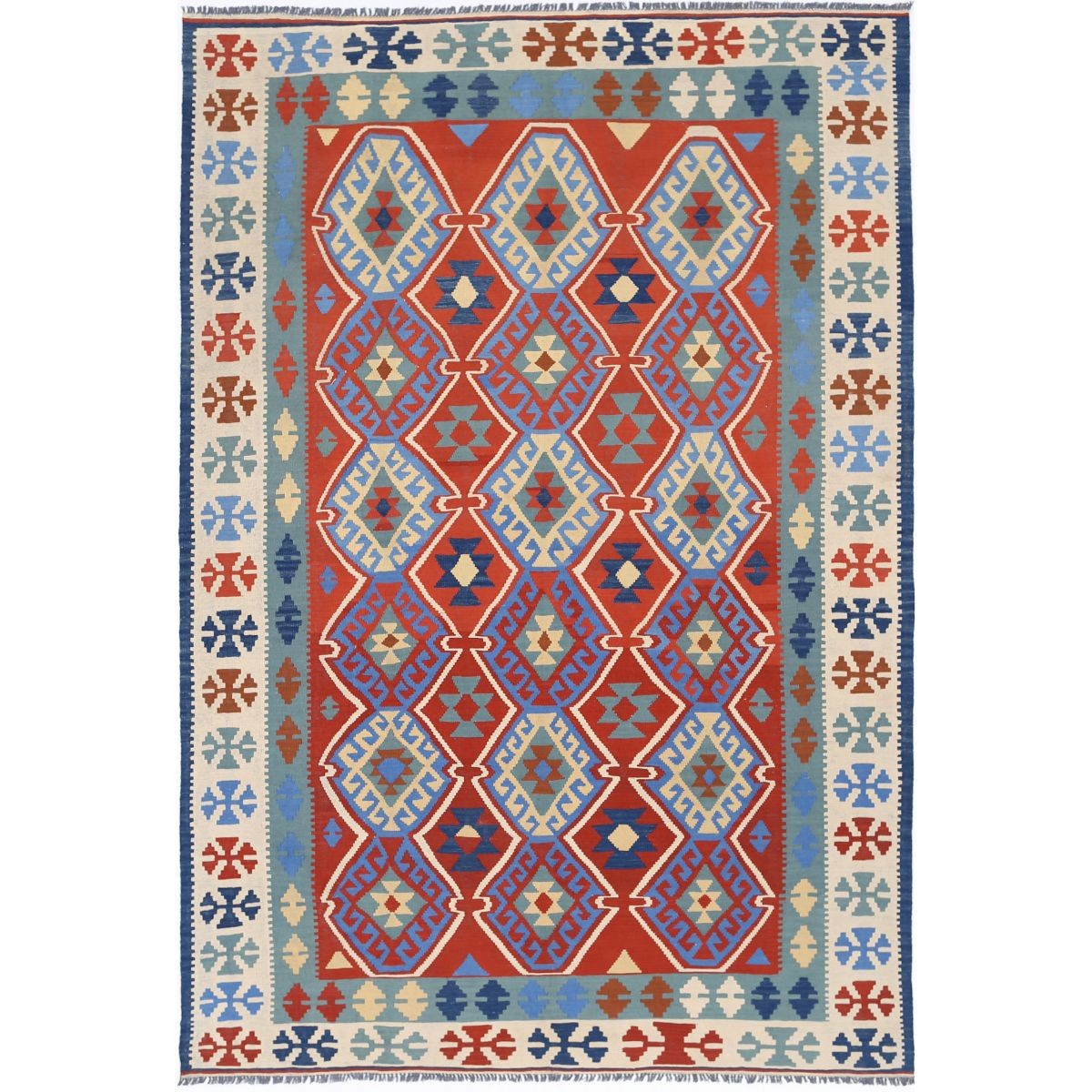 Kafkaas 7x10 Hand Woven Washable Wool Rug - Colorful
