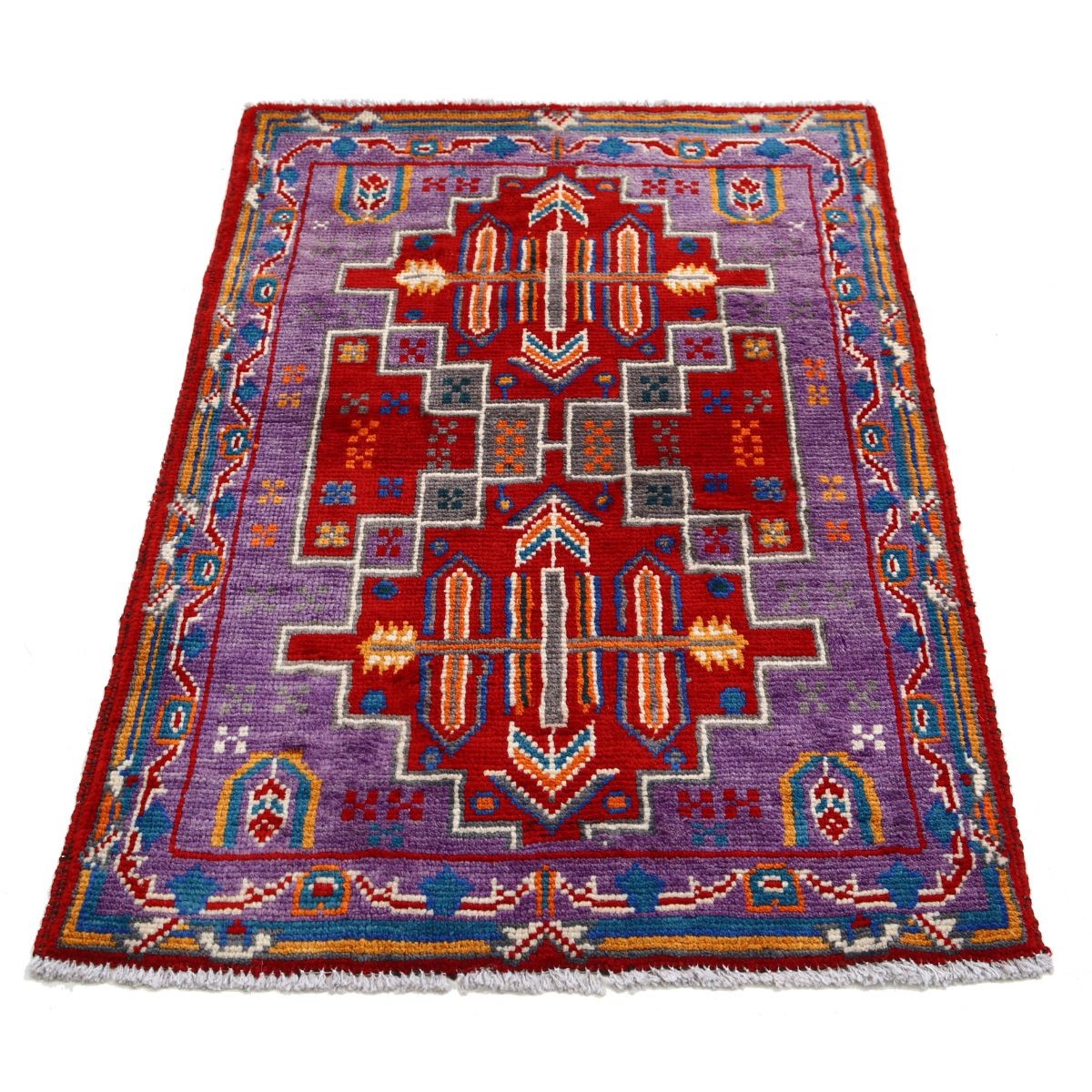 Revival 3x4 Handmade Double Knotted Washable Wool Rug - Colorful