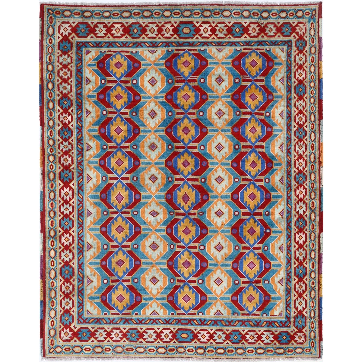 Revival 5x6 Handmade Double Knotted Washable Wool Rug - Colorful