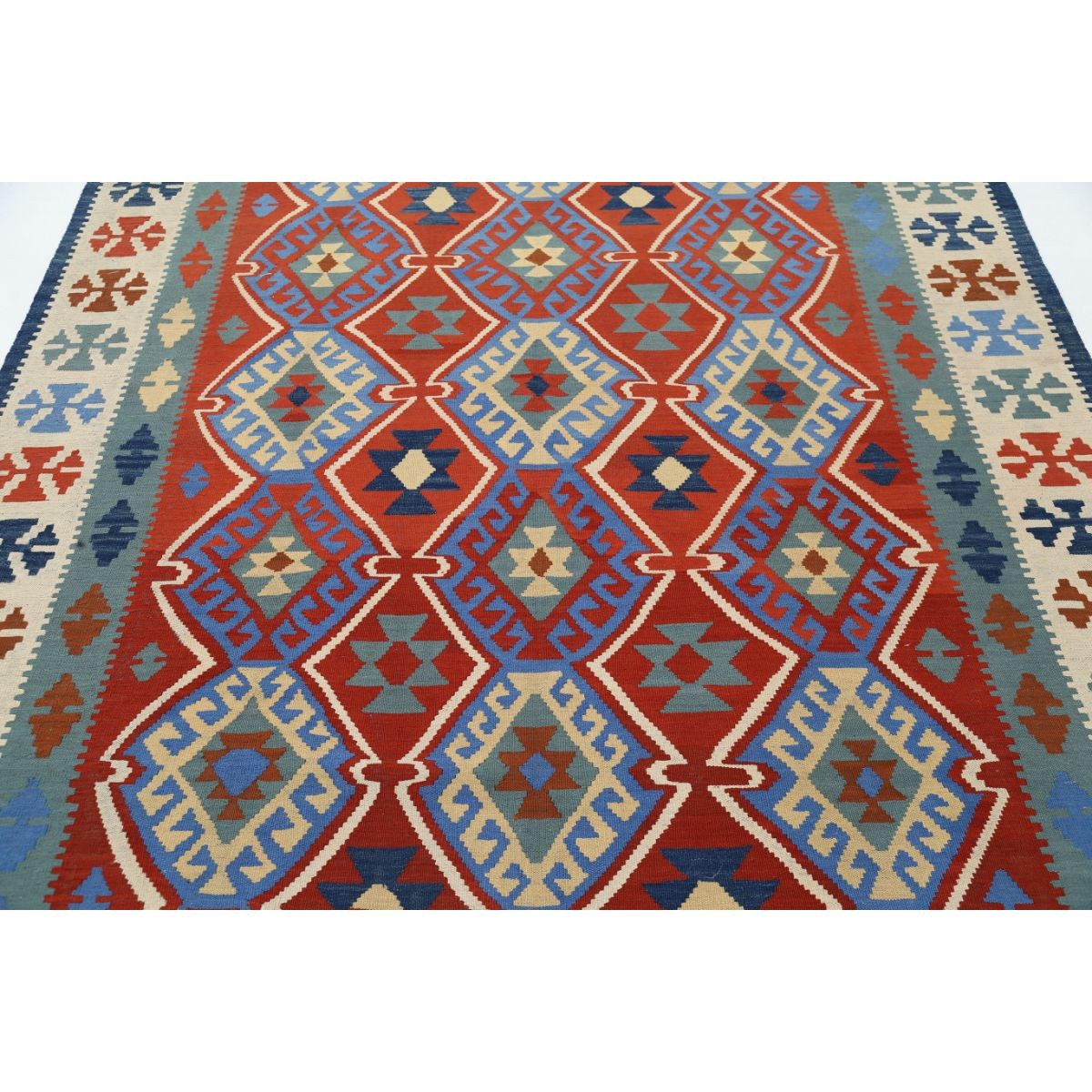 Kafkaas 7x10 Hand Woven Washable Wool Rug - Colorful
