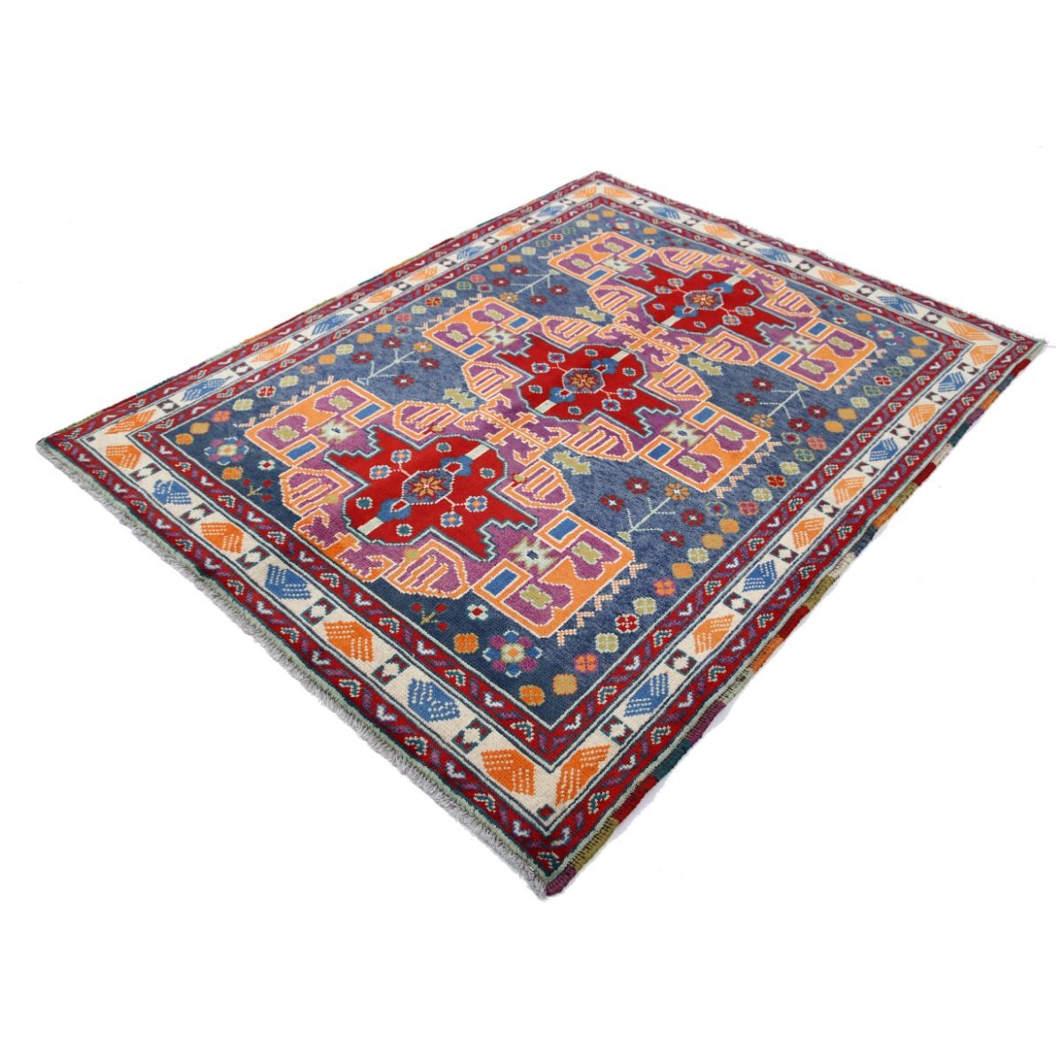Revival 5x6 Handmade Double Knotted Washable Wool Rug - Colorful