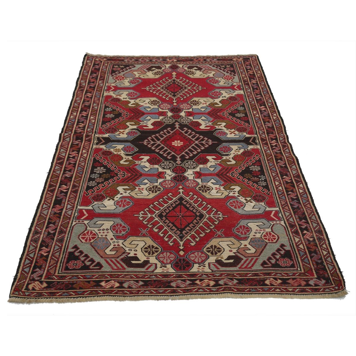Sumak 4x7 Hand Woven Washable Wool Rug - Colorful