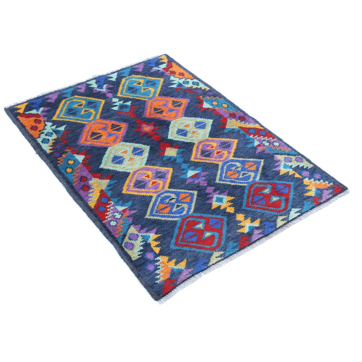 Revival 3x4 Handmade Double Knotted Washable Wool Rug - Colorful