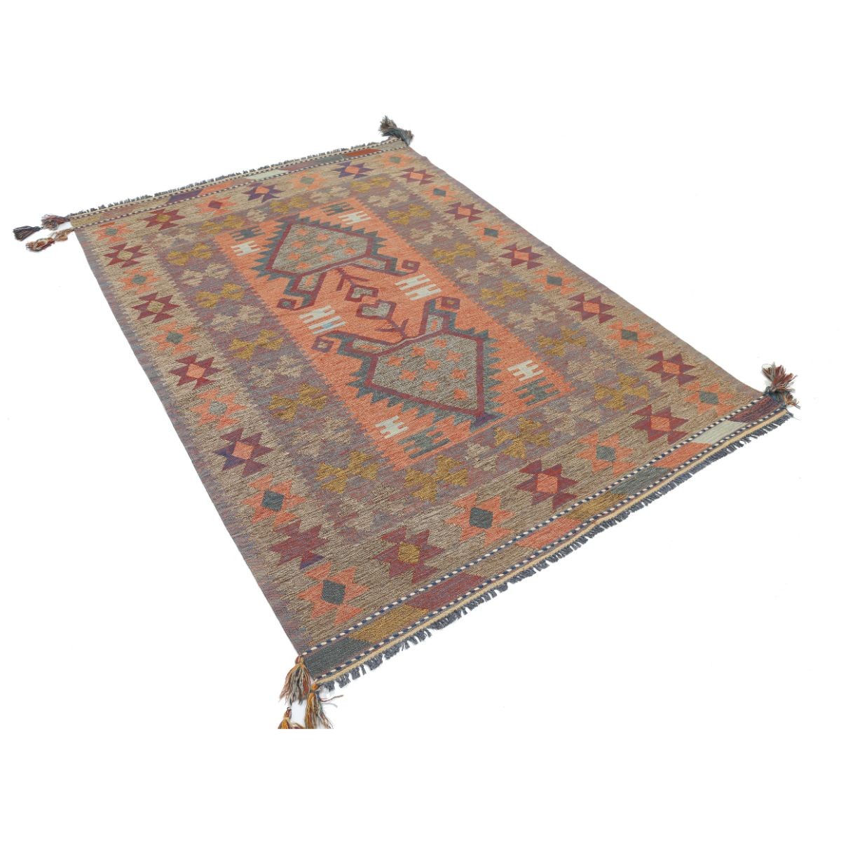 Kafkaas 5x7 Hand Woven Washable Wool Rug - Colorful