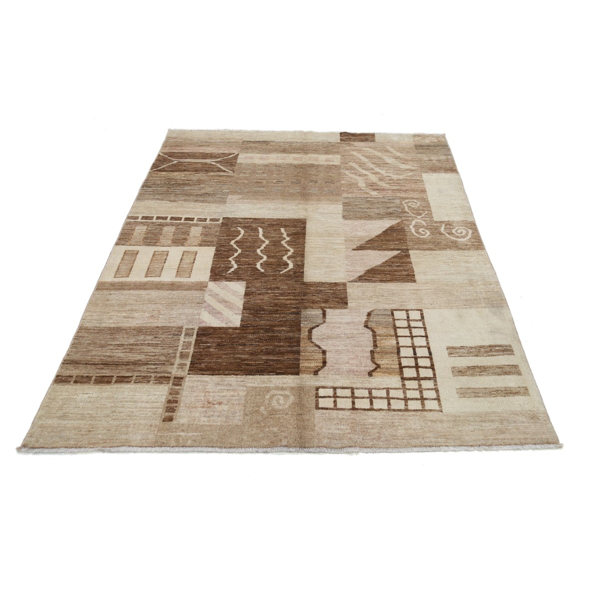 Modcar 5x6 Handmade Double Knotted Washable Wool Rug - Colorful