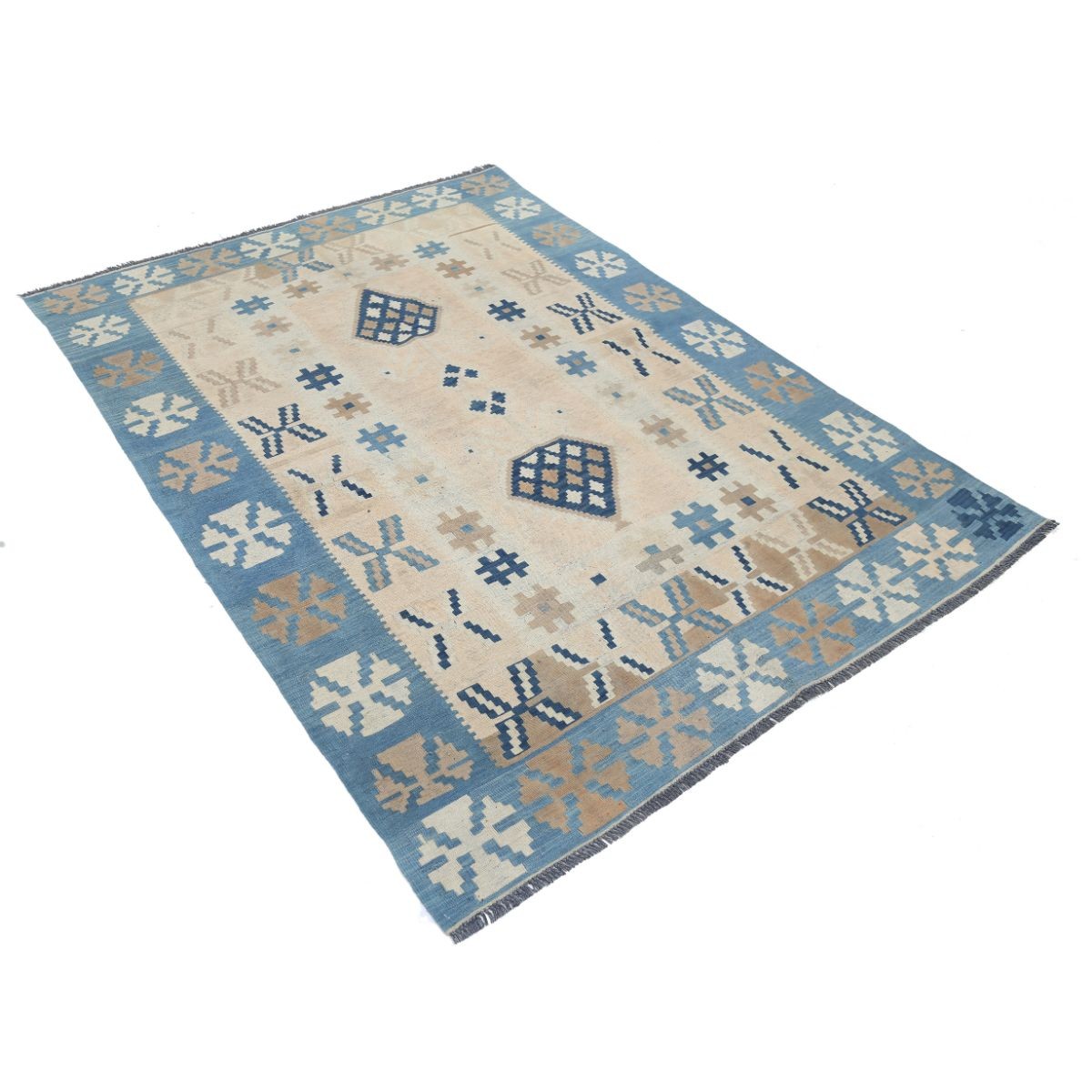 Kafkaas 5x7 Hand Woven Washable Wool Rug - Soft Hues