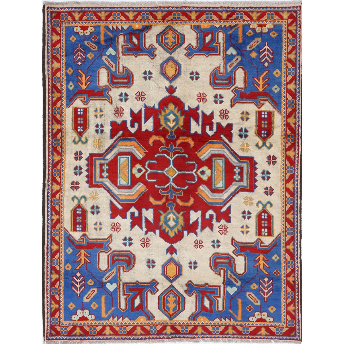Revival 5x6 Handmade Double Knotted Washable Wool Rug - Colorful