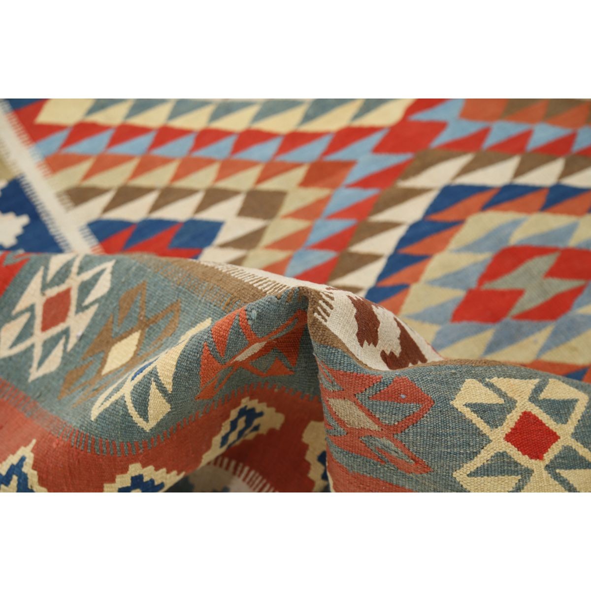 Kafkaas 7x10 Hand Woven Washable Wool Rug - Colorful