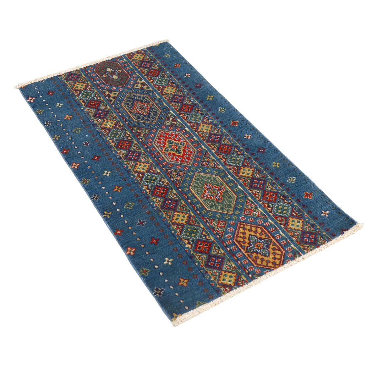 Gulshan 2x4 Machine-Made Washable Wool Rug - Colorful