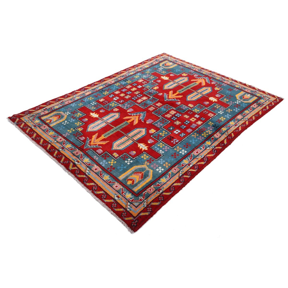 Revival 5x7 Handmade Double Knotted Washable Wool Rug - Colorful
