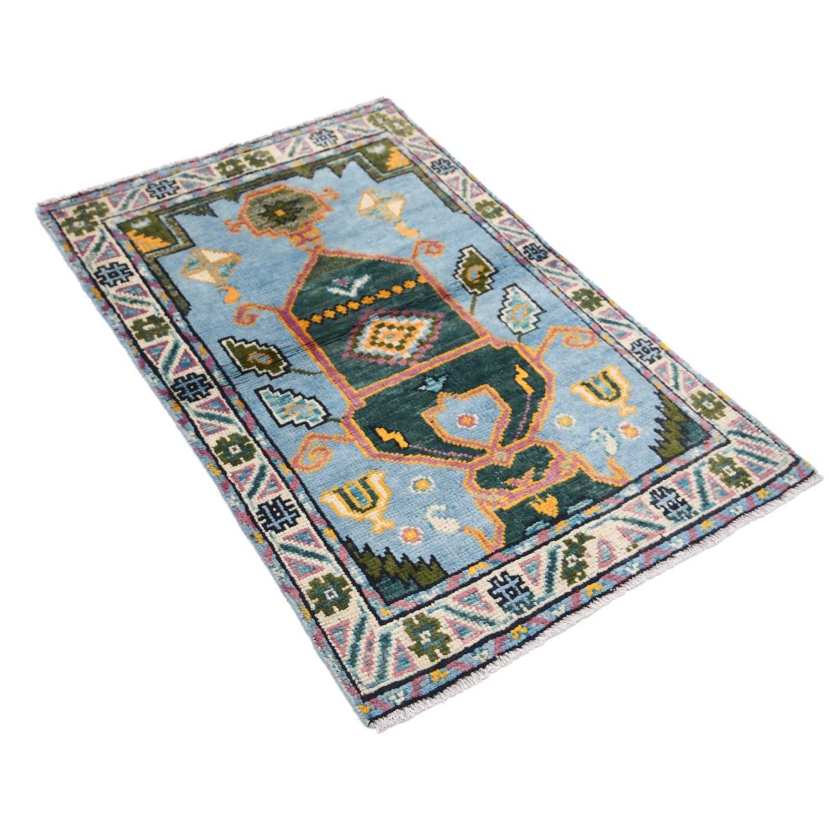 Revival 3x4 Handmade Double Knotted Washable Wool Rug - Colorful