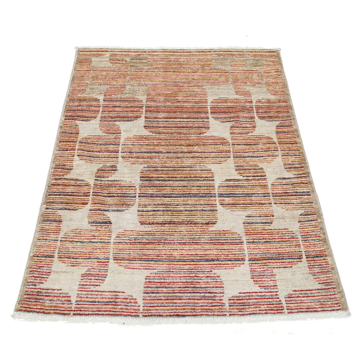 Modcar 3x4 Handmade Double Knotted Washable Wool Rug - Colorful