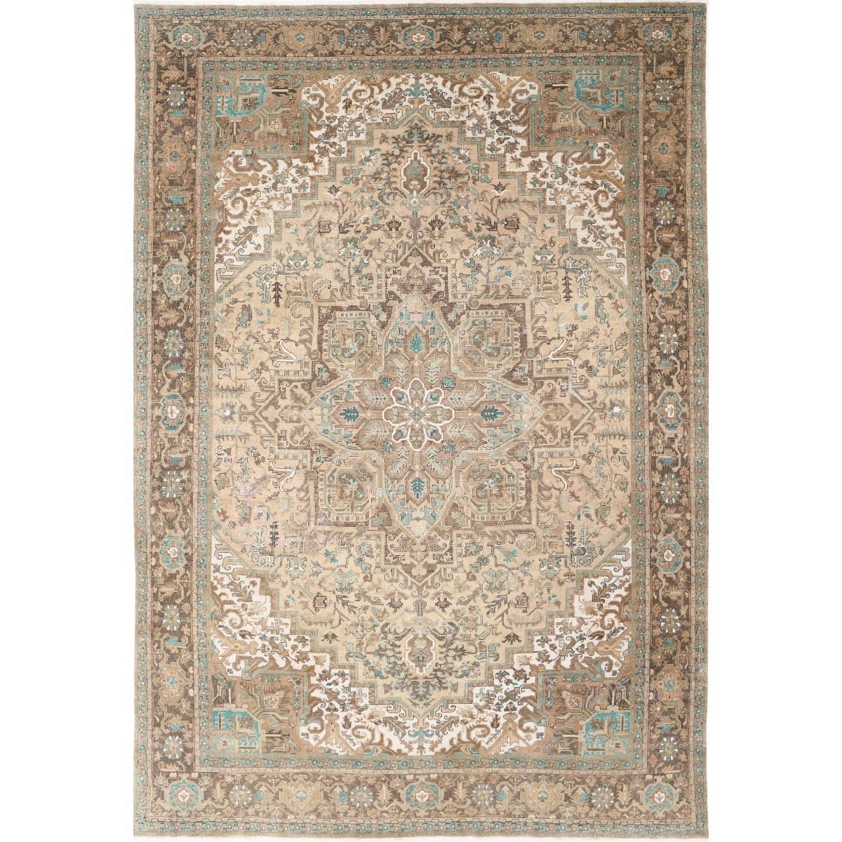 Vintage 13x19 Handmade Double Knotted Washable Wool Rug - Soft Hues