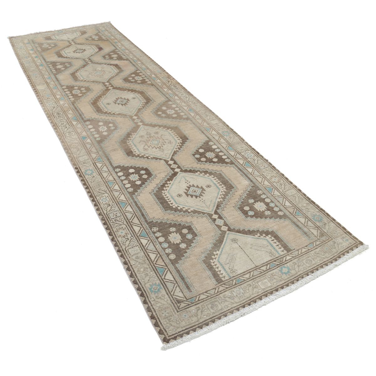 Vintage 3x12 Handmade Double Knotted Washable Wool Runner - Soft Hues