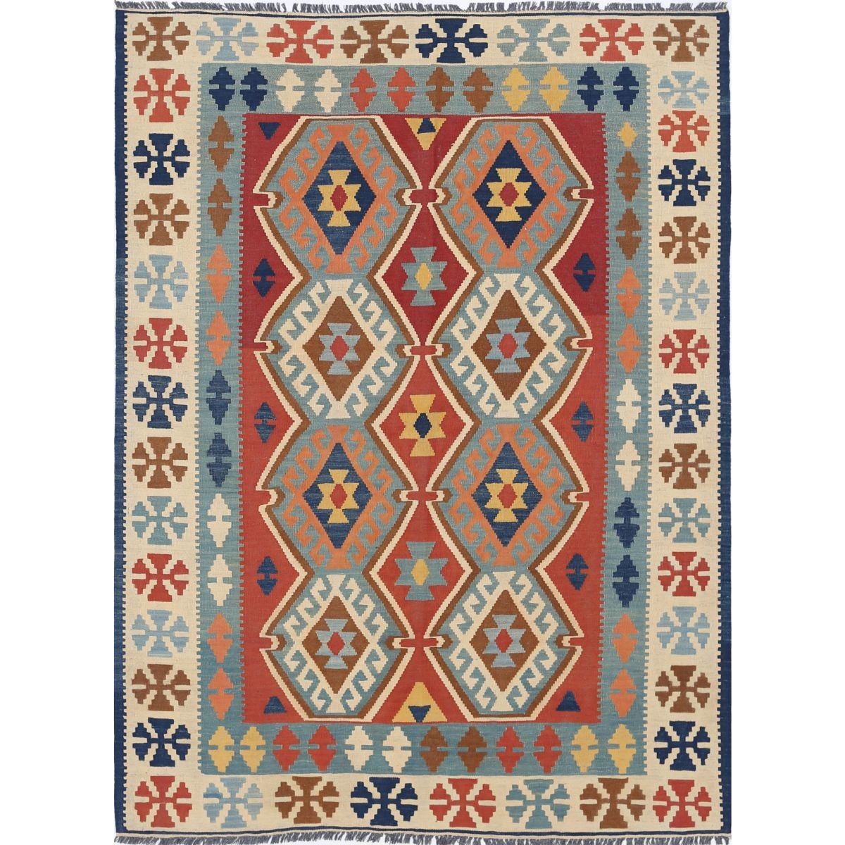 Kafkaas 5x7 Hand Woven Washable Wool Rug - Colorful