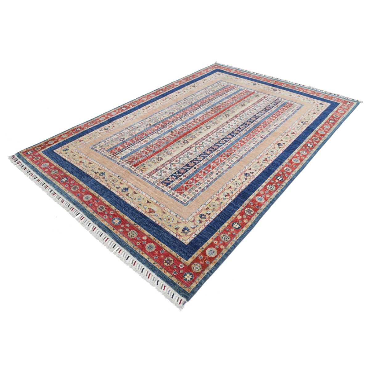 Shaal 7x10 Handmade Double Knotted Washable Wool Rug - Colorful