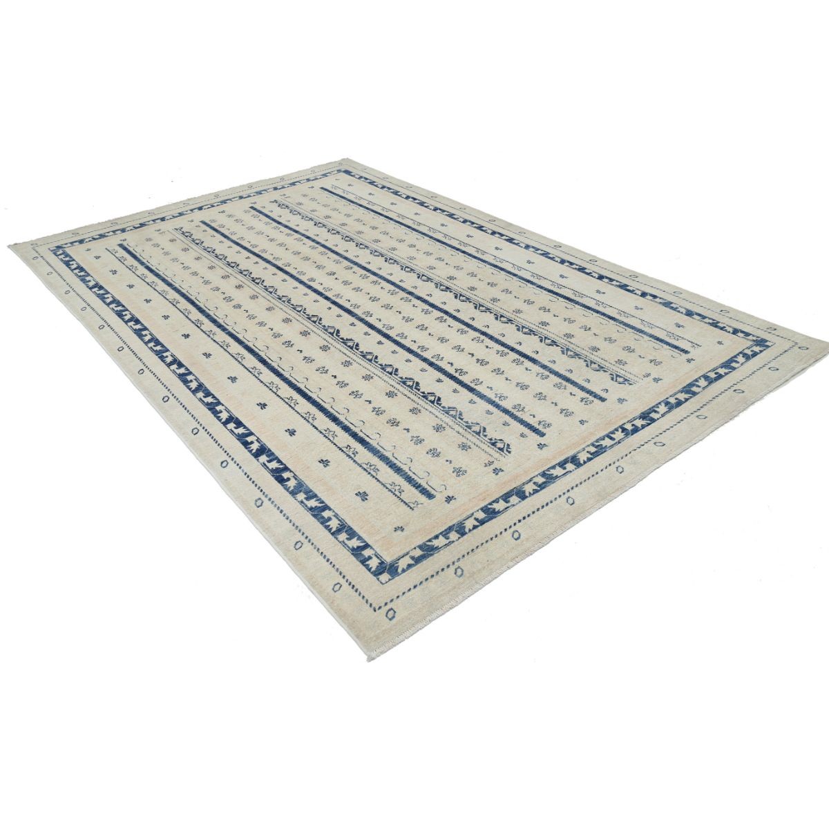 Shaal 6x10 Handmade Double Knotted Washable Wool Rug - Soft Hues