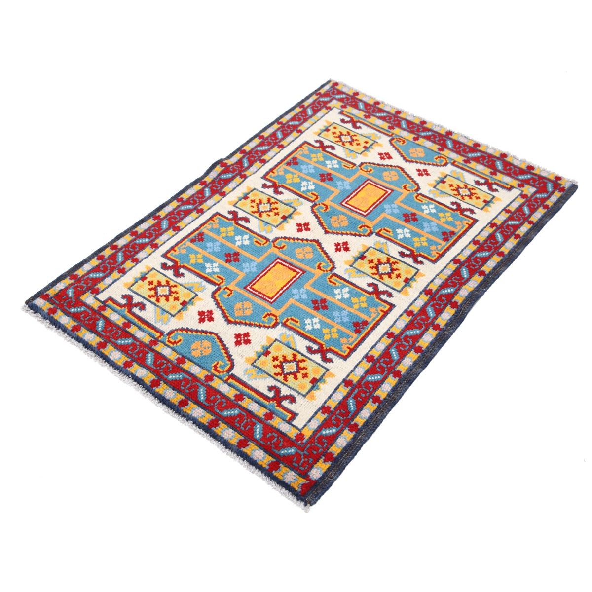 Revival 3x4 Handmade Double Knotted Washable Wool Rug - Colorful