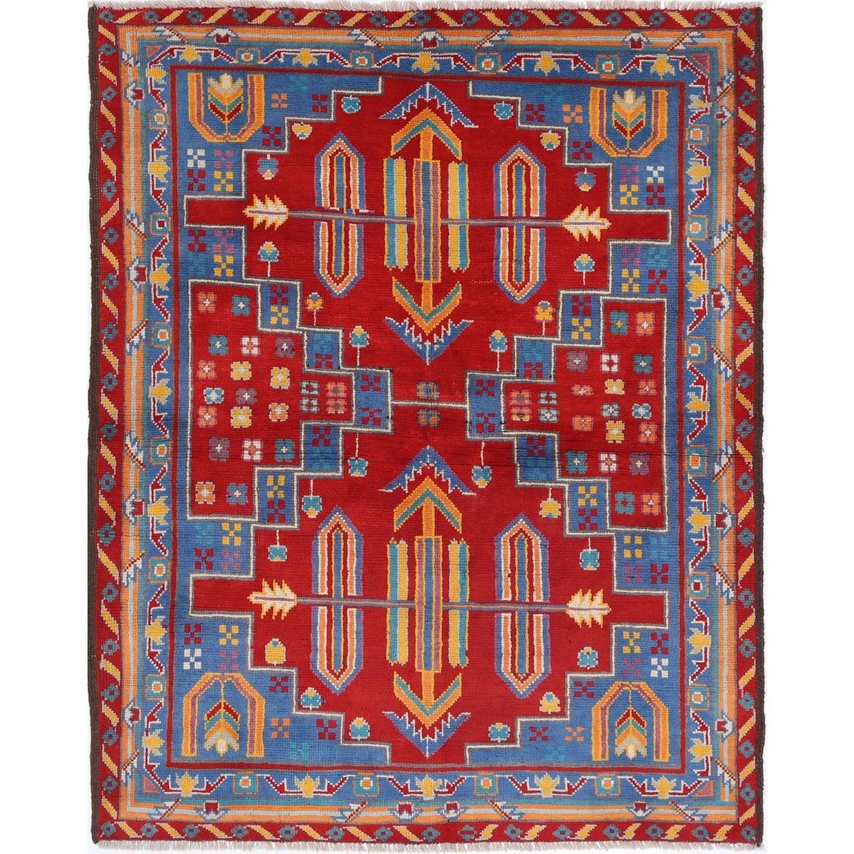 Revival 5x6 Handmade Double Knotted Washable Wool Rug - Colorful