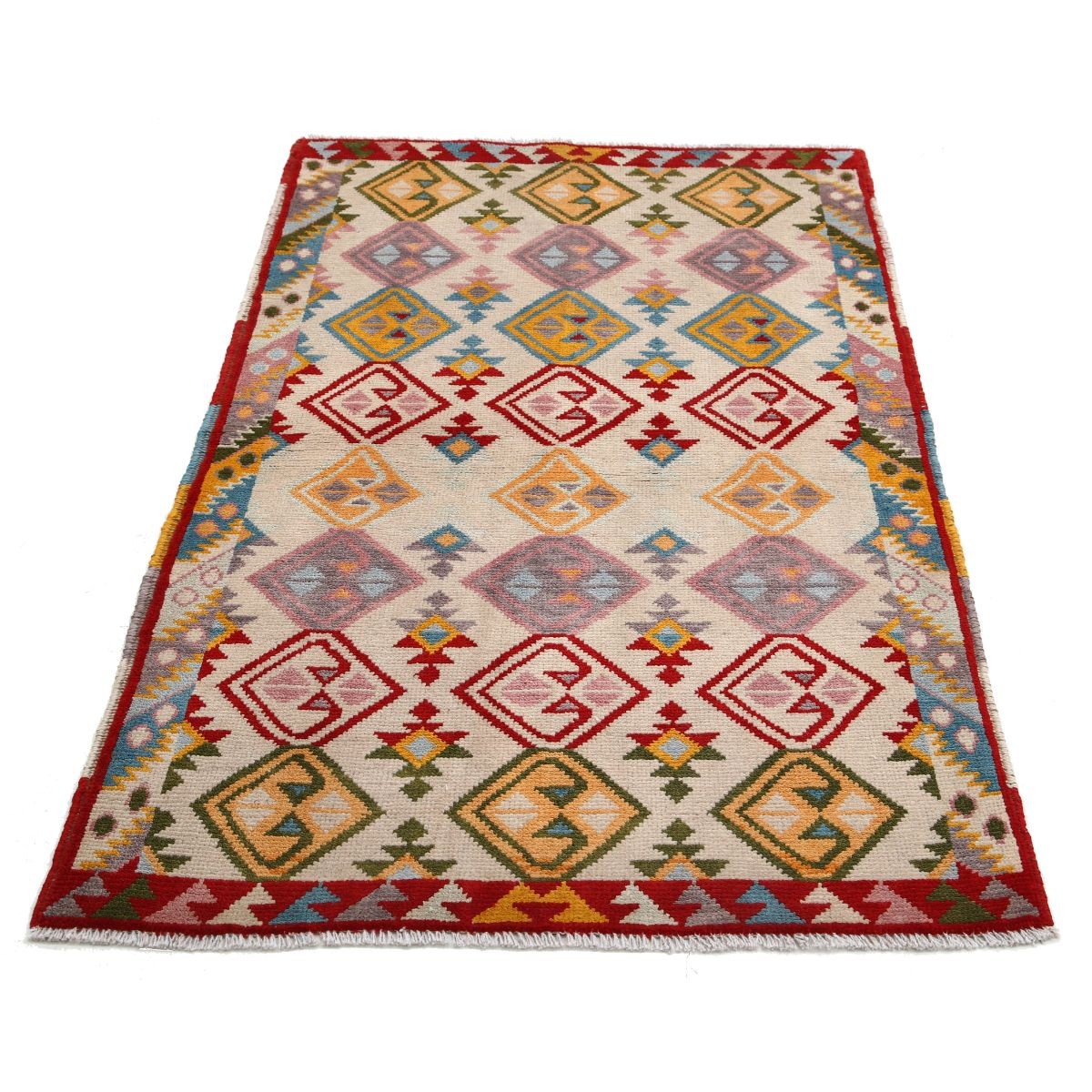Revival 3x5 Handmade Double Knotted Washable Wool Rug - Colorful