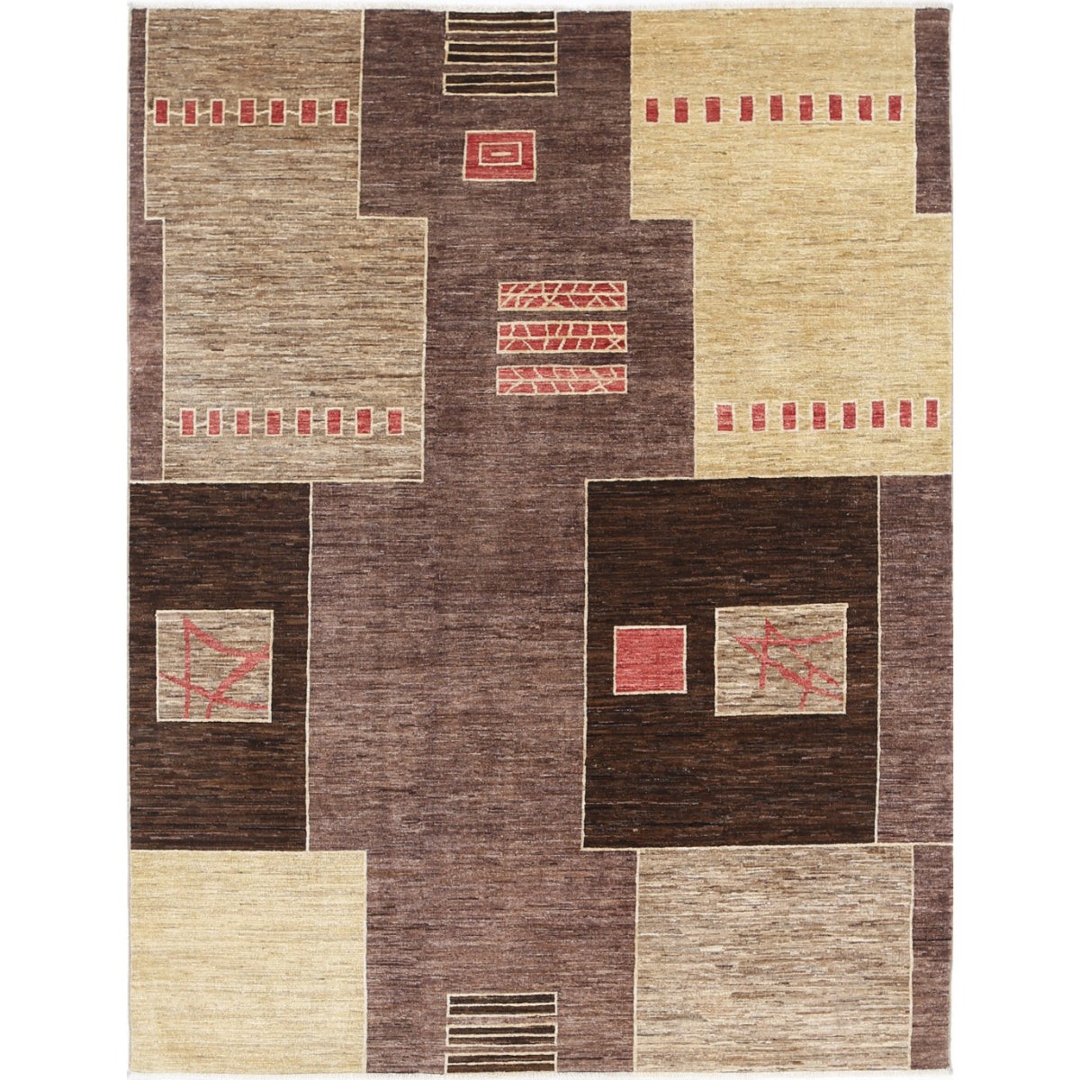 Modcar 6x8 Handmade Double Knotted Washable Wool Rug - Colorful