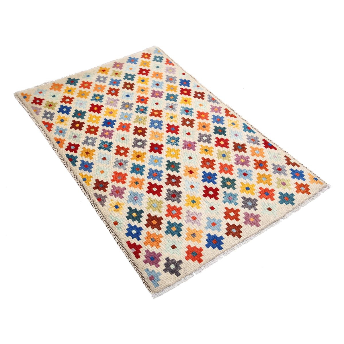 Revival 3x4 Handmade Double Knotted Washable Wool Rug - Colorful