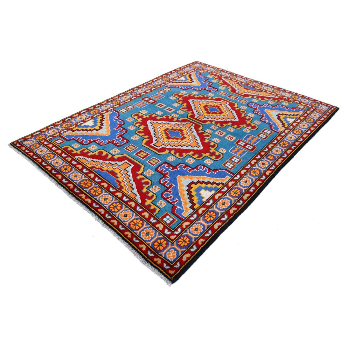 Revival 6x7 Handmade Double Knotted Washable Wool Rug - Colorful