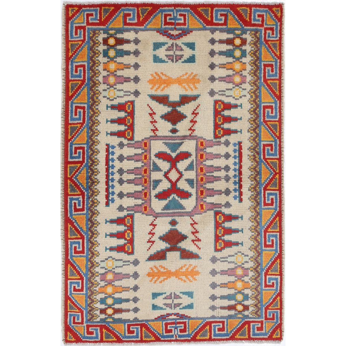 Revival 3x4 Handmade Double Knotted Washable Wool Rug - Colorful