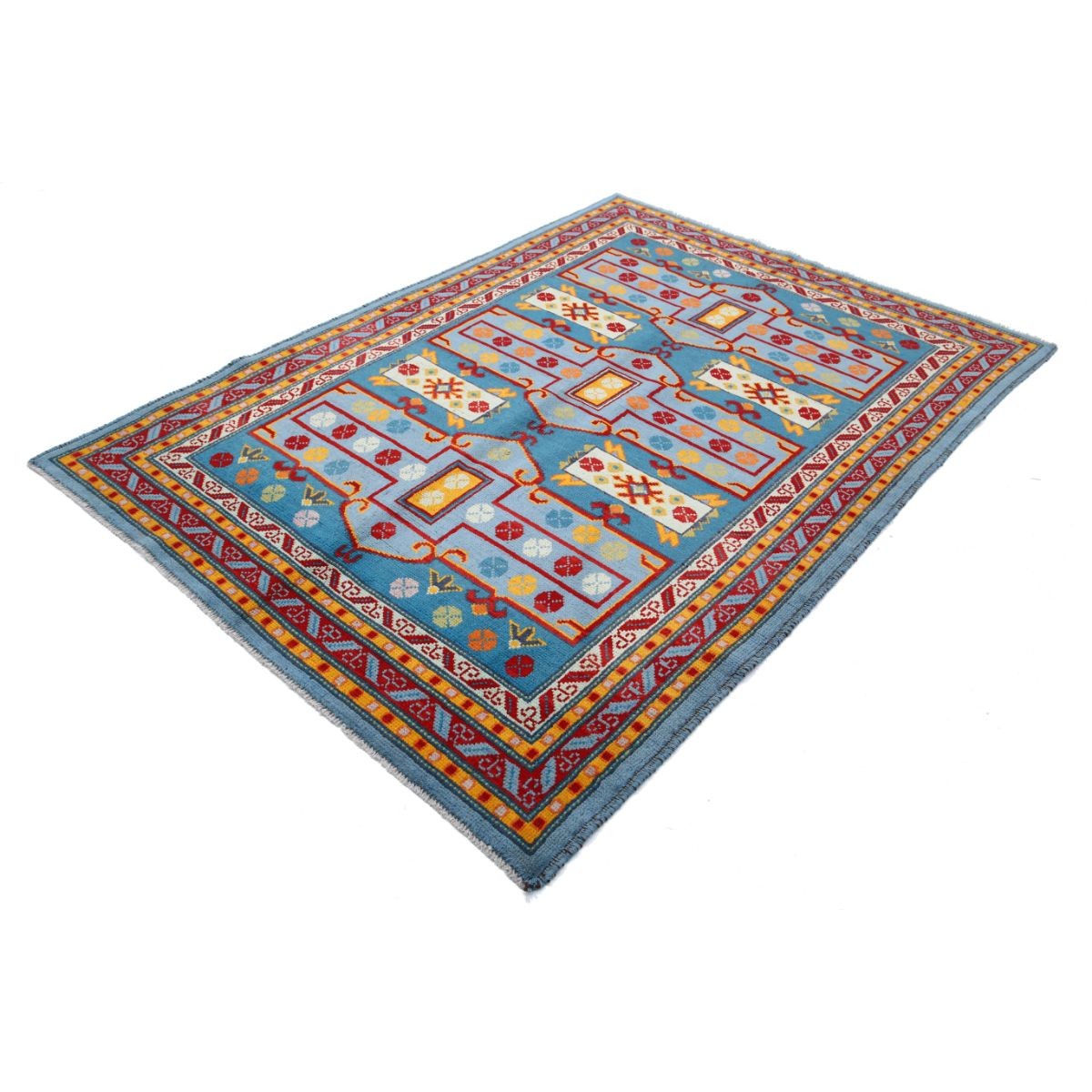 Revival 6x8 Handmade Double Knotted Washable Wool Rug - Colorful