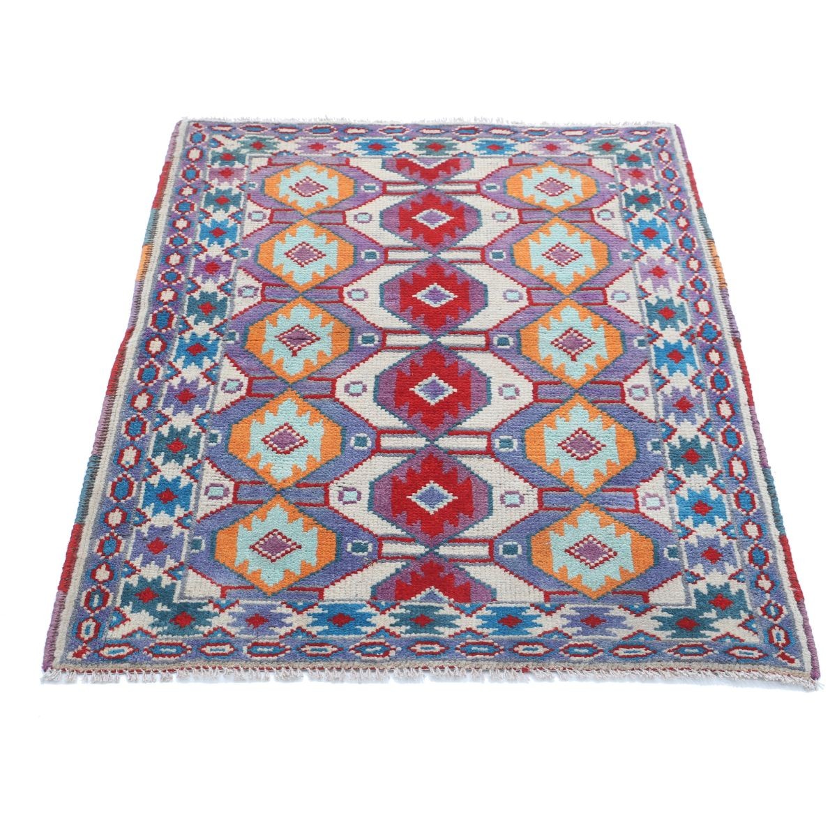 Revival 3x4 Handmade Double Knotted Washable Wool Rug - Colorful