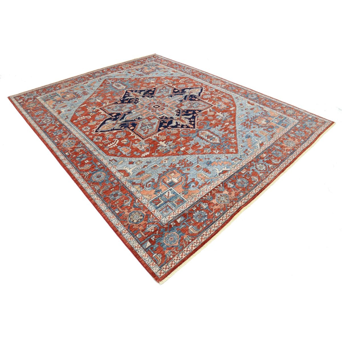 Heriz 8x10 Handmade Double Knotted Washable Wool Rug - Colorful