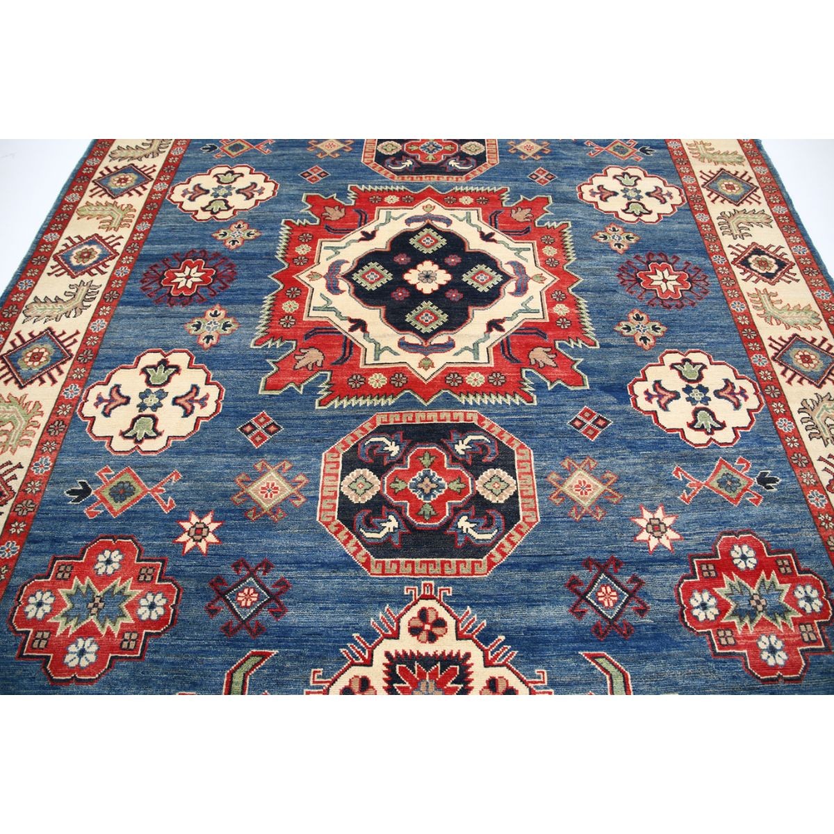 Kazak 8x11 Handmade Double Knotted Washable Wool Rug - Colorful