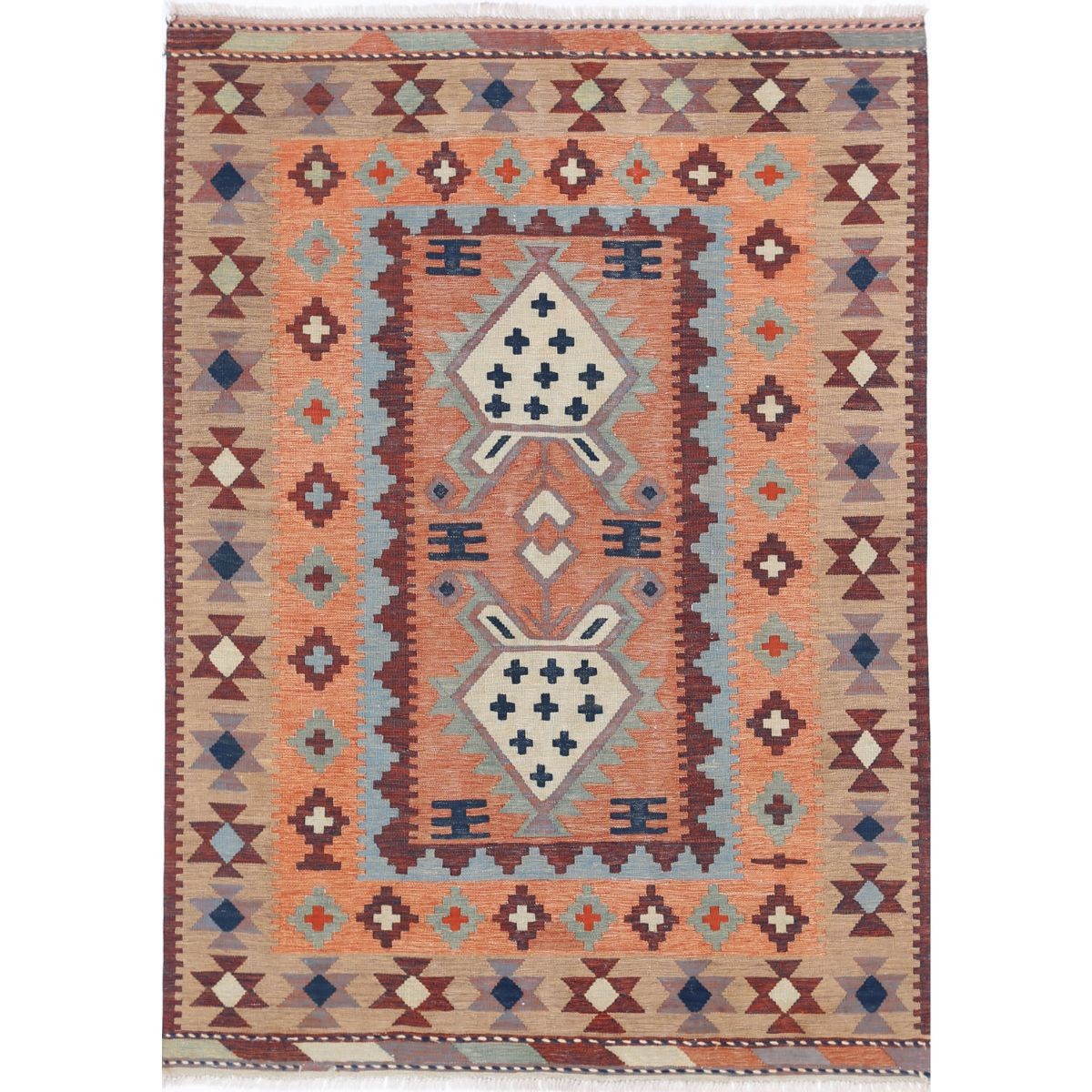 Kafkaas 5x7 Hand Woven Washable Wool Rug - Colorful
