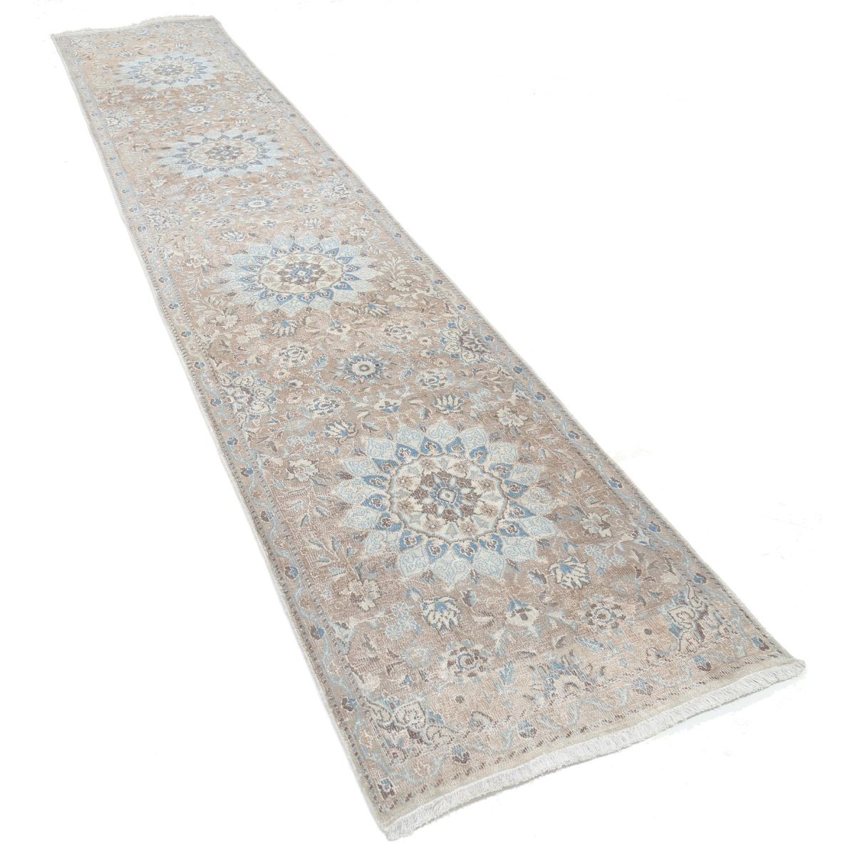Vintage 3x12 Handmade Double Knotted Washable Wool Runner - Soft Hues
