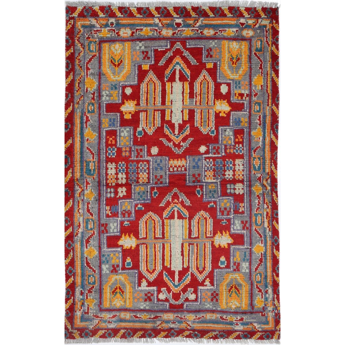 Revival 3x5 Handmade Double Knotted Washable Wool Rug - Colorful