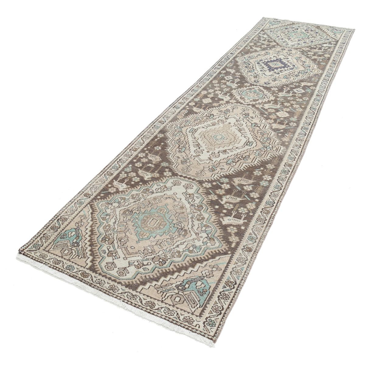 Vintage 3x11 Handmade Double Knotted Washable Wool Runner - Soft Hues